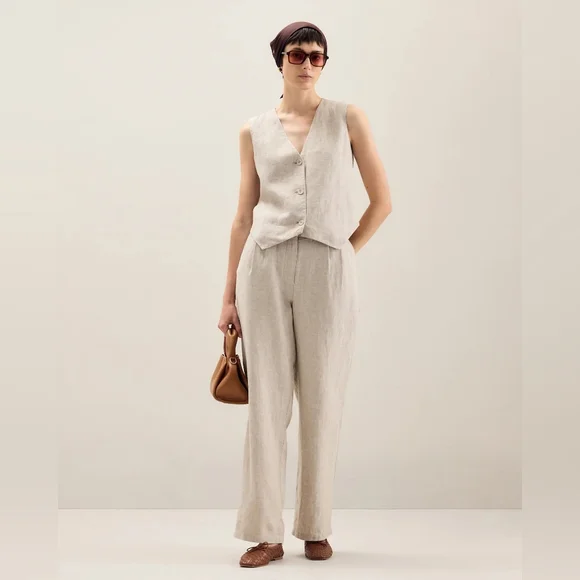 Quince 100% European Linen Button Down Vest In L - Picture 1 of 10